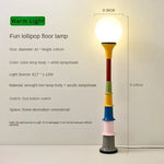lampe sol moderne ampoule led blanc multicolore rayures horizontales interrupteur pied haute qualité