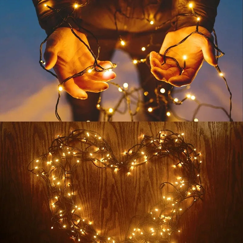 guirlande lumineuse led flexible décoration festive mariage fil noir lumière jaune 100 lumières