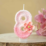 bougies numériques chiffres peluche rose blanches décoratives enfants anniversaire fleur plastique