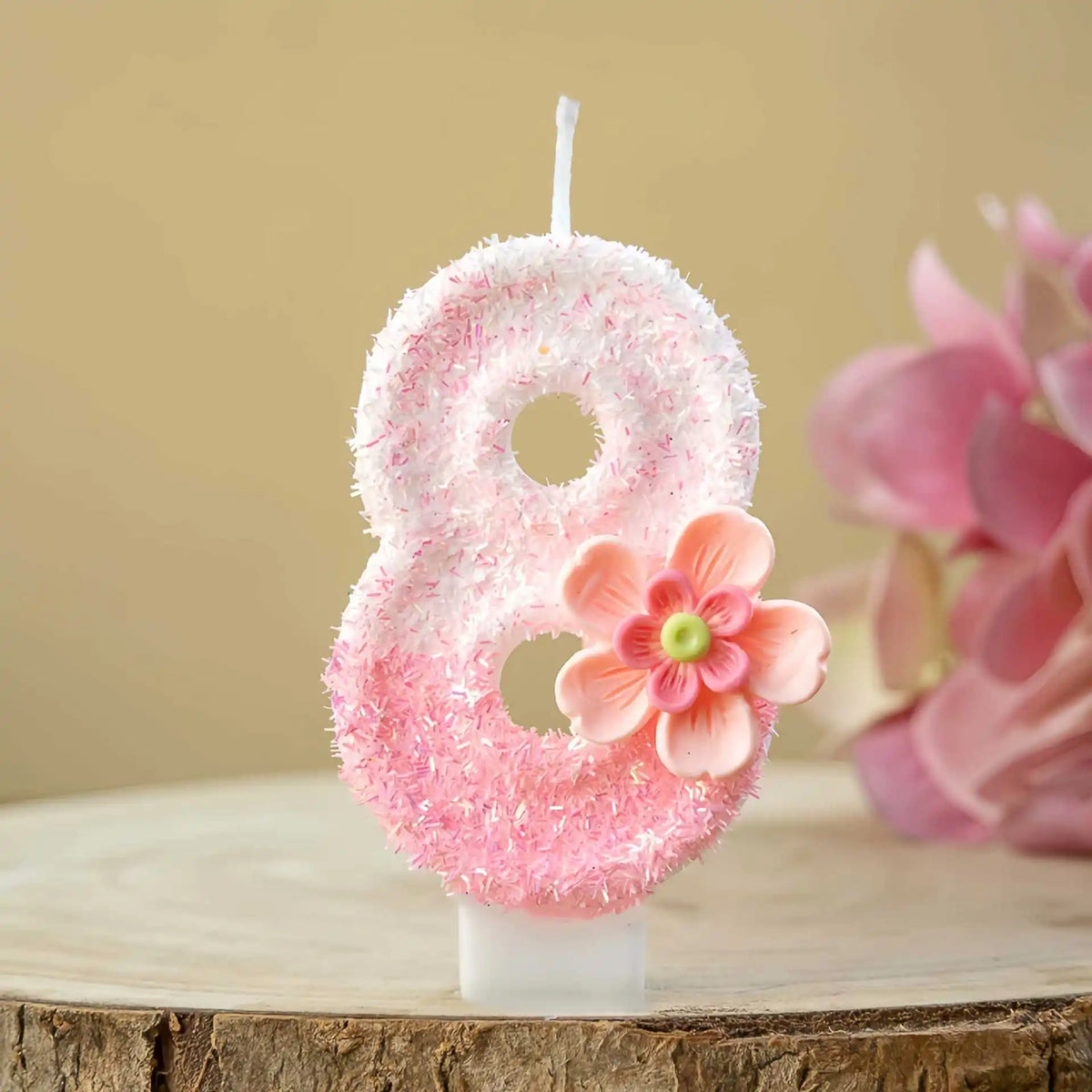 bougies numériques chiffres peluche rose blanches décoratives enfants anniversaire fleur plastique