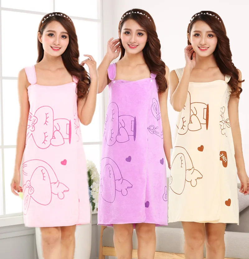 robe chambre microcarence imprimée dessins animés rose violet beige bleu clair rapide absorbante machine