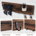 porte clés mural bois moderne vis fixations rangement horloge lunettes plantes
