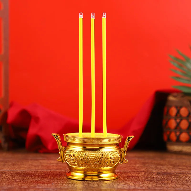 décoration religieuse classique bougeoir trois bougies rouge doré traditionnel