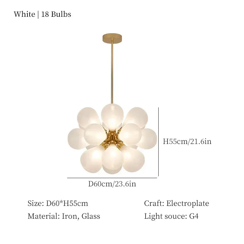 lampe suspendue moderne boules verre blanc doré néon haute luminosité contemporain