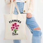 sac main toile imprimé floral fleurs roses vertes poignées réutilisable respectueux environnement
