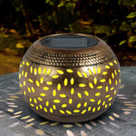 lampions solaires perforés feuilles dorés modernes extérieurs scintillants décoration jardin