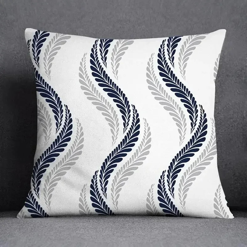 taies d'oreiller géométriques polyester bleu gris moderne maison 45x45cm non toxique respectueux environnement
