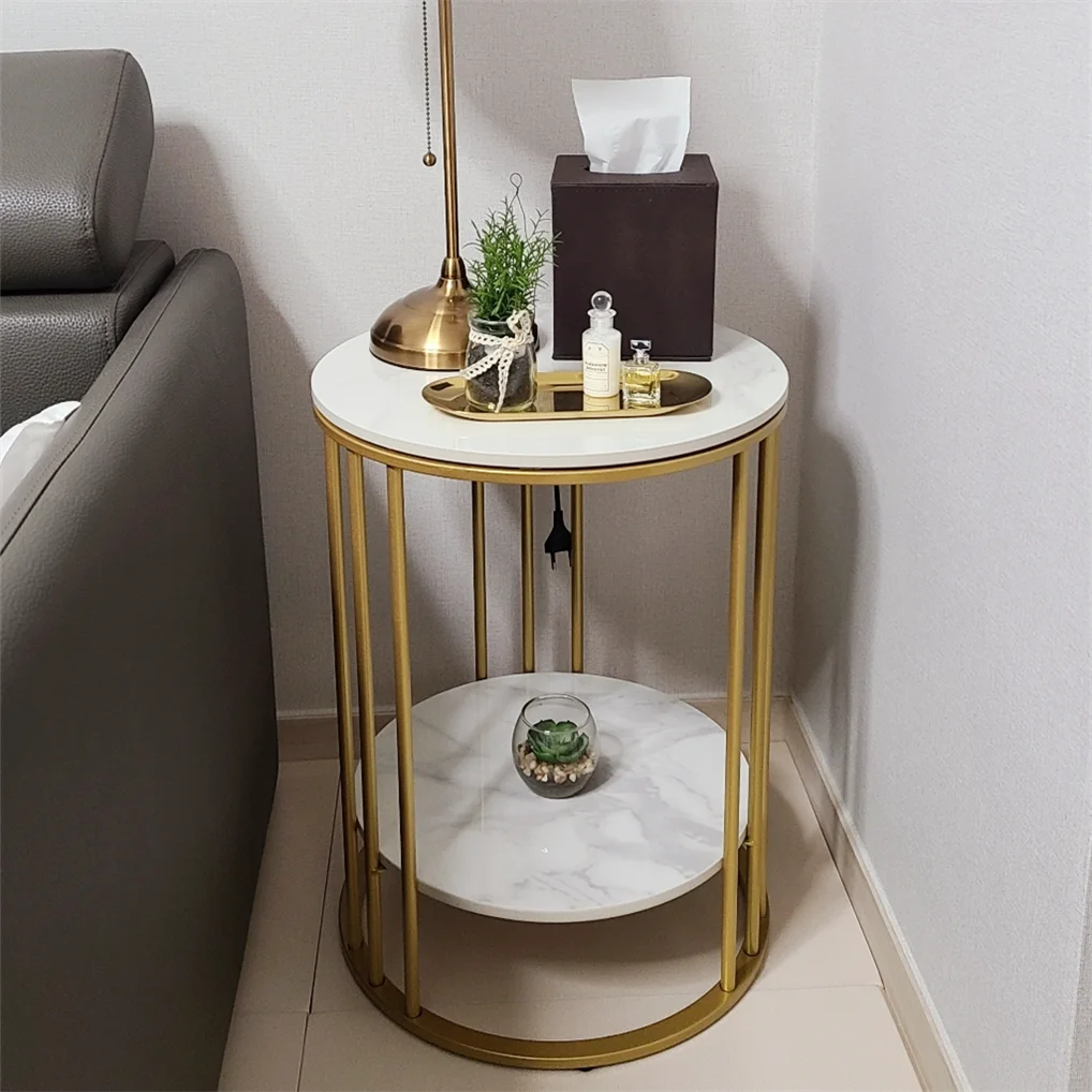 table d'appoint moderne marbre or blanc métal minimaliste vase livre plante