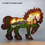 Sculptures animales lumineuses bois détails forestiers ours loup renne LED