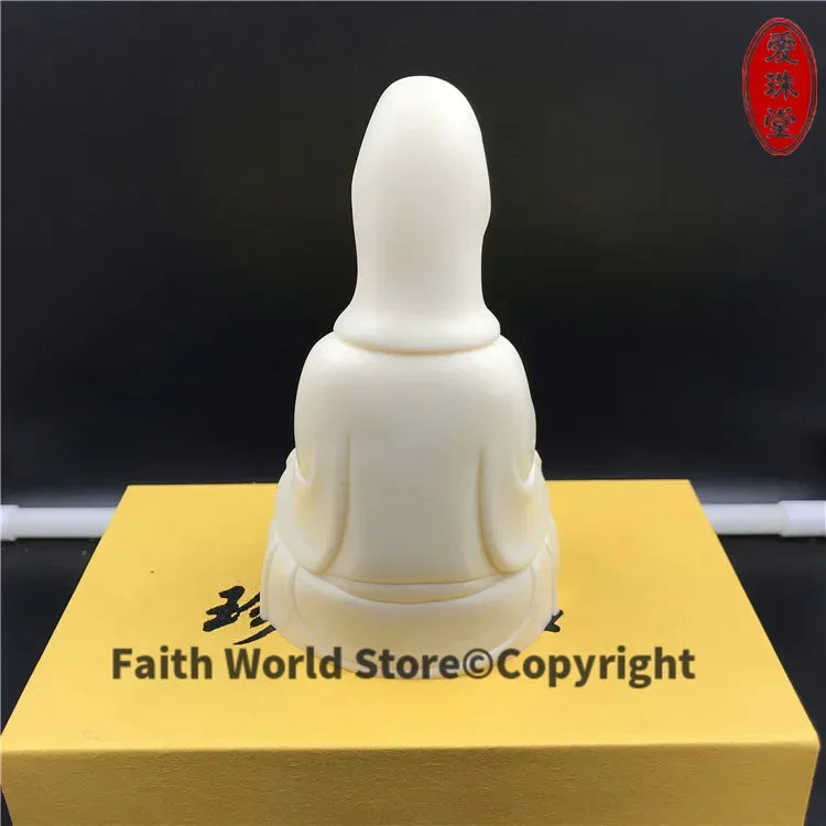 statue bouddha guanyin blanche traditionnelle decoration religieuse energie positive maison sérénité spiritualité decoration interieur