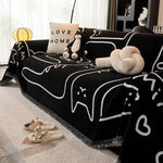 housses canapé chenille dessins animaux beige noir moderne lavable printemps été