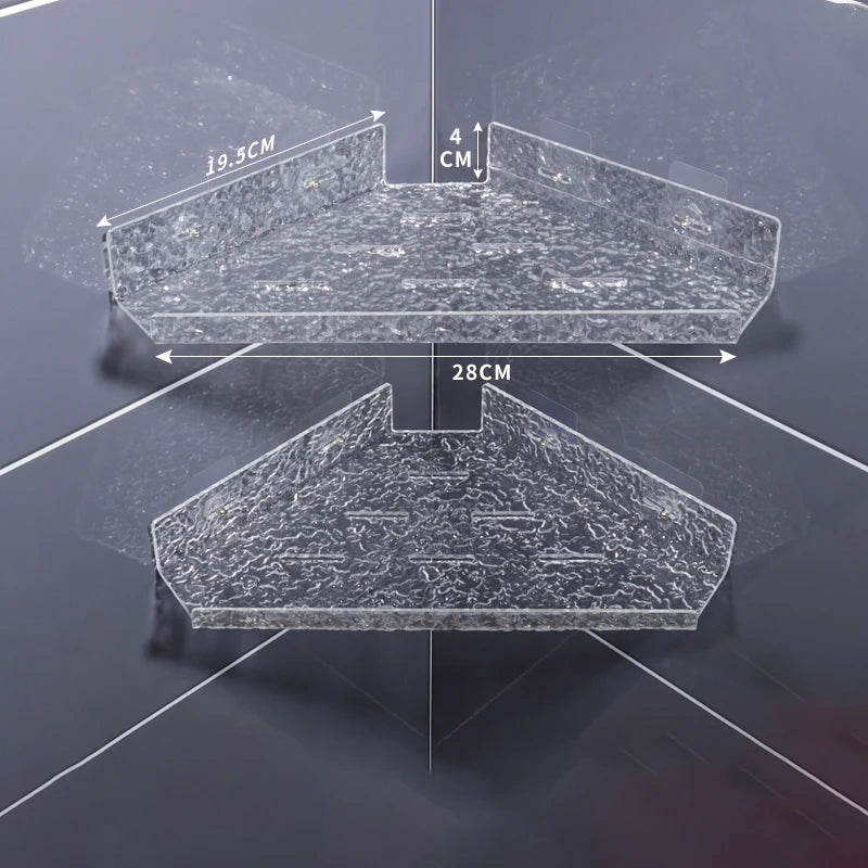étagère d'angle acrylique marron moderne salle bain respectueuse environnement pièces adaptable adhésifs