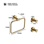 ensemble accessoires salle bain doré métal brossé porte serviette savon distributeur moderne