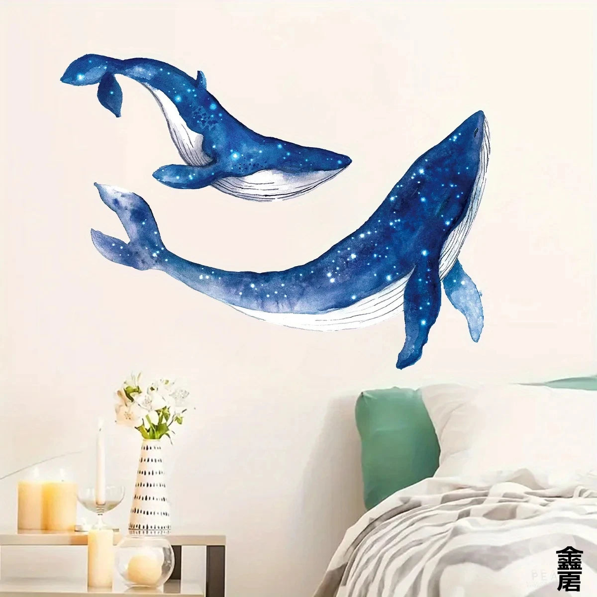 sticker mural bleu étoiles galaxie art marin adhésif décoration chambre salon pvc abstrait