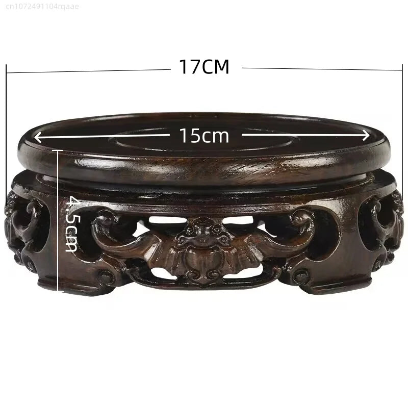 support bois ornements sculptés complexe artisanal marron foncé traditionnel décoration maison objet décoratif stand