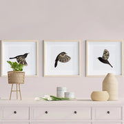 Décoration murale oiseaux en bois 3 pièces - Art scandinave rustique pour intérieur naturel