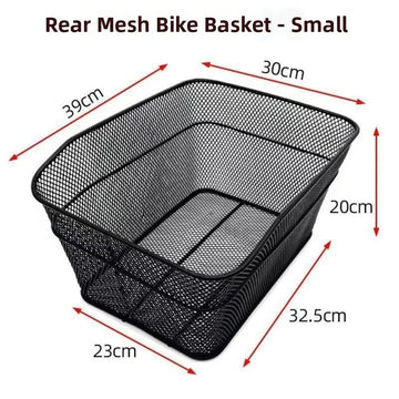 panier arrière vélo acier noir maille métallique durable cyclisme utilitaire fixations boulons écrous dimensions