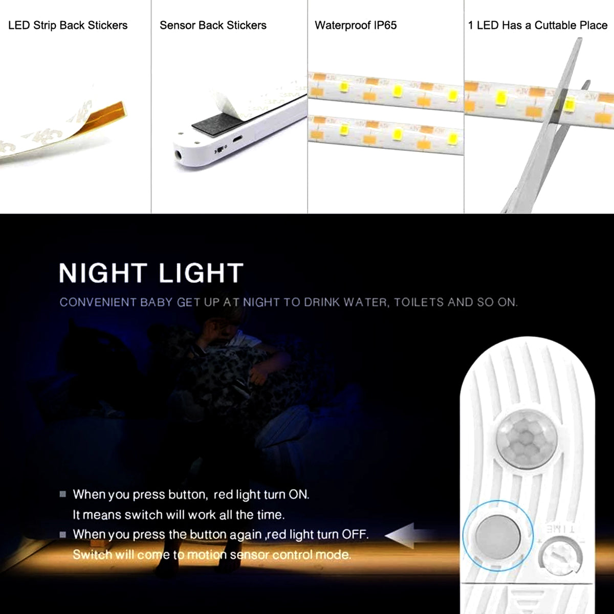 ruban led 5v rechargeable blanc rayures adhésif moderne 1m 2m 3mmètre