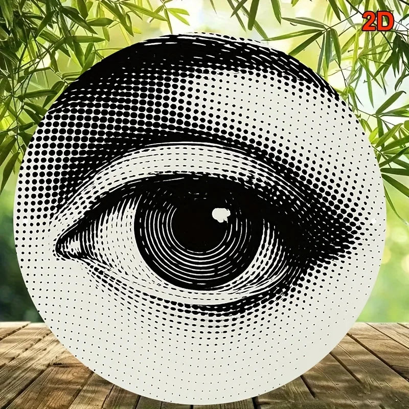 sticker mural oeil géométrique pop art noir blanc 20cm fixation murale decoration chambre