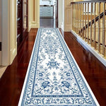 tapis floral blanc bleu classique vintage salon chambre couloir décoratifextérieur bohème