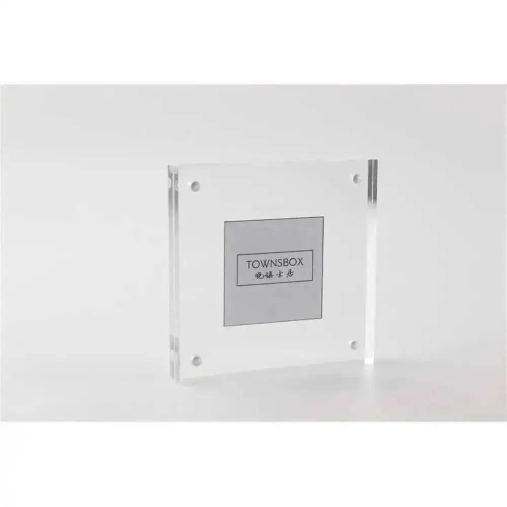 support photo acrylique moderne 10x10cm transparent inclusion plaque présentation