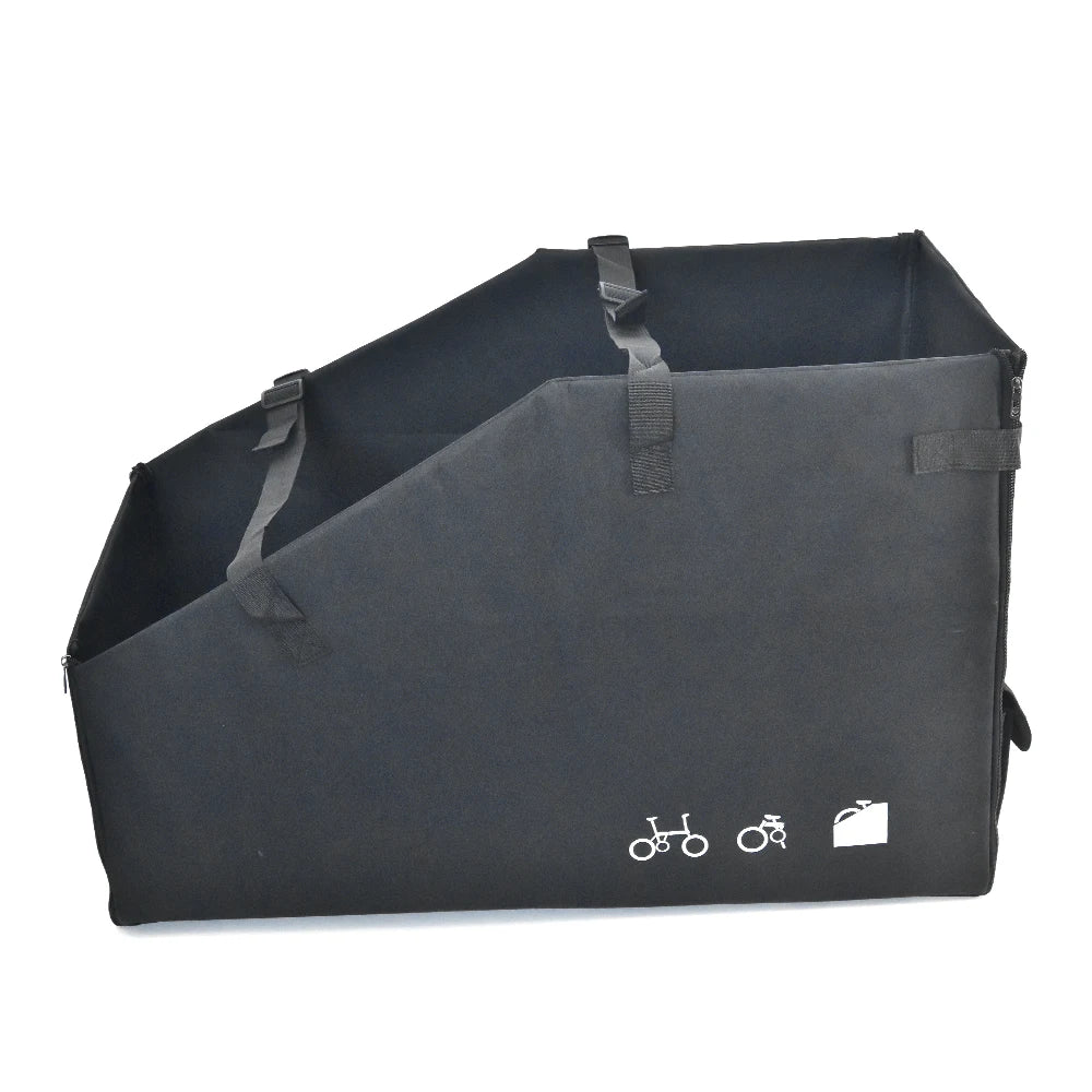 boîte rangement vélo pliant noir tissu uni pratique poignées fermeture glissière durable nylon