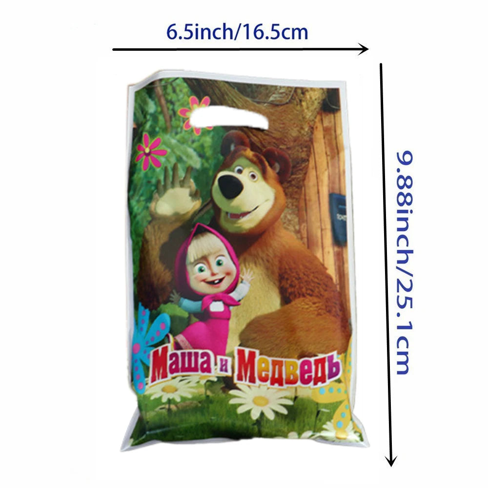 ensemble vaisselle jetable masha ours assiettes gobelets serviettes anniversaire enfant cartoon