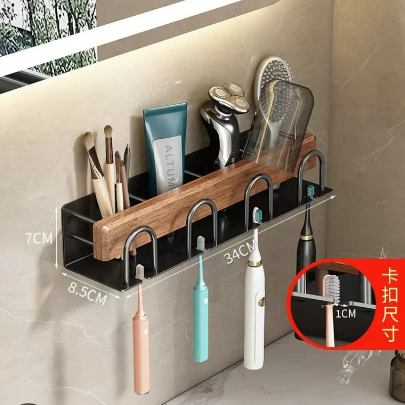 étagères porte serviettes bois moderne vis fixations salle bain minimaliste porte brosse gobelet savon