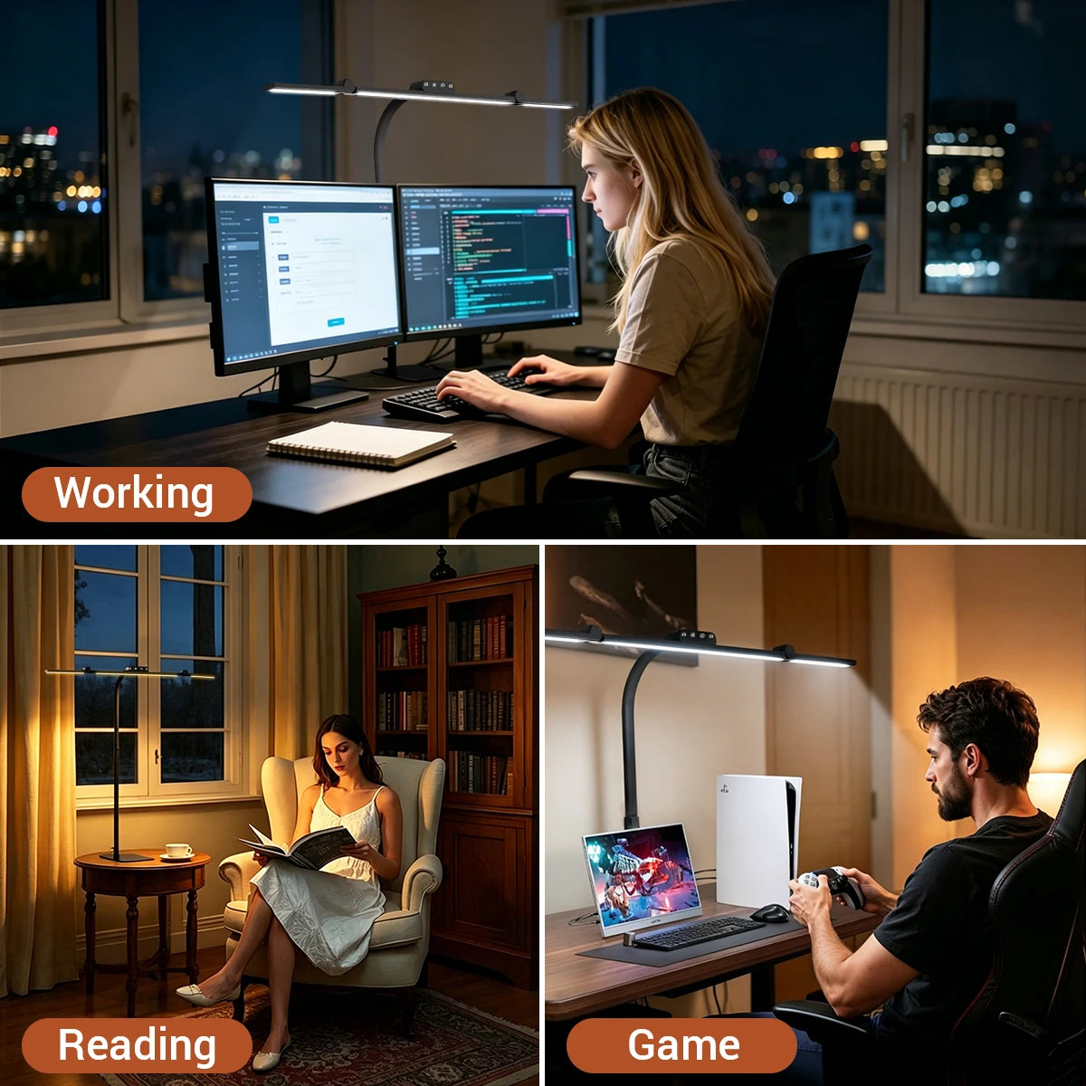 lampe led moderne noire réglable bras flexible 249 2000 lumens ab