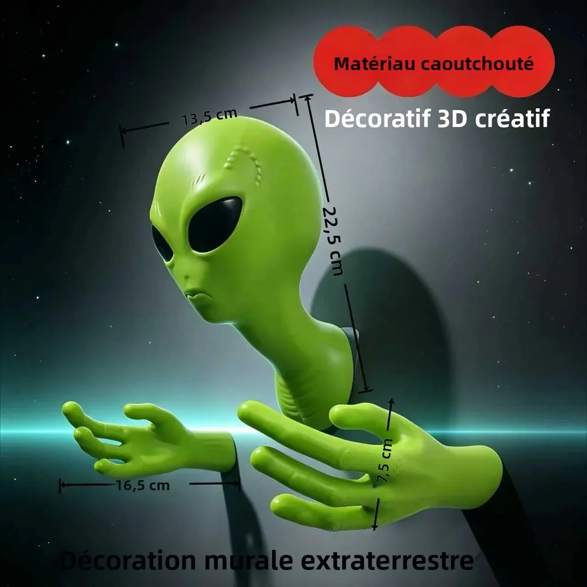 décoration murale extraterrestre vert 3d créative mains yeux noirs pvc