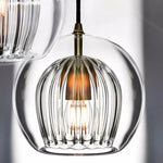 suspension lumineuse moderne cognac clair gris transparent rayures verticales ampoule g9 5w chaîne métallique