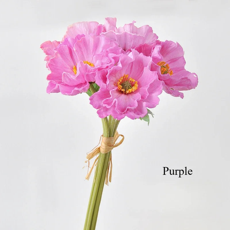 décoration intérieure bouquet fleurs artificielles coquelicots modernes mariage anniversaire fuchsia