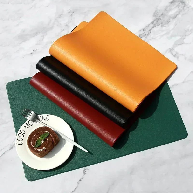 dessous verre moderne texturé cuir couleur vert orange noir beige bleu marron rouge minimaliste