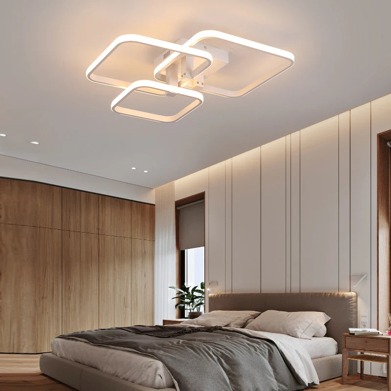 plafonnier moderne blanc noir télécommande lumière dimmable branches aluminium pvcpvc