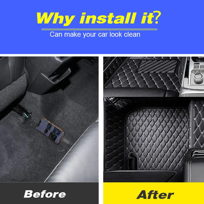 tapis sol voiture cuir noir anti salissure facile nettoyage anti glisse luxueux full coverage
