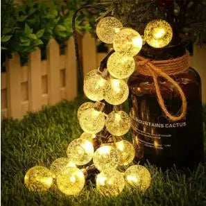 guirlande lumineuse solaire led globes cristal lumière chaude extérieure jardin patio festif