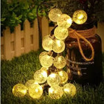 guirlande lumineuse solaire led globes cristal lumière chaude extérieure jardin patio festif
