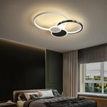 plafonnier moderne led noir blanc doré circulaire géométrique chambre salon