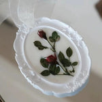 cadre miroir silicone ovale décor floral brillant or blanc classique baroqueintérieur décoration affichage bijoux