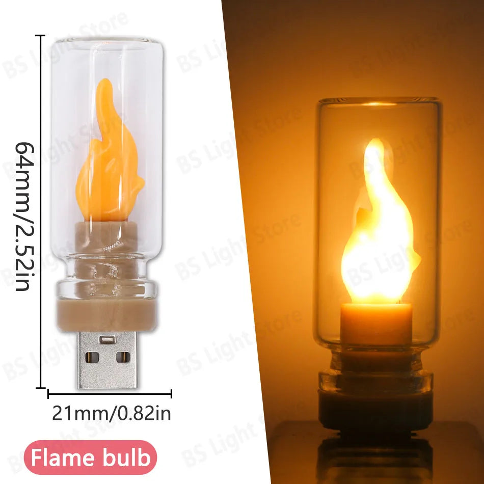 mini ampoule led flamme transparent frosted décoration usb imitations bougie chaleur blanc orange