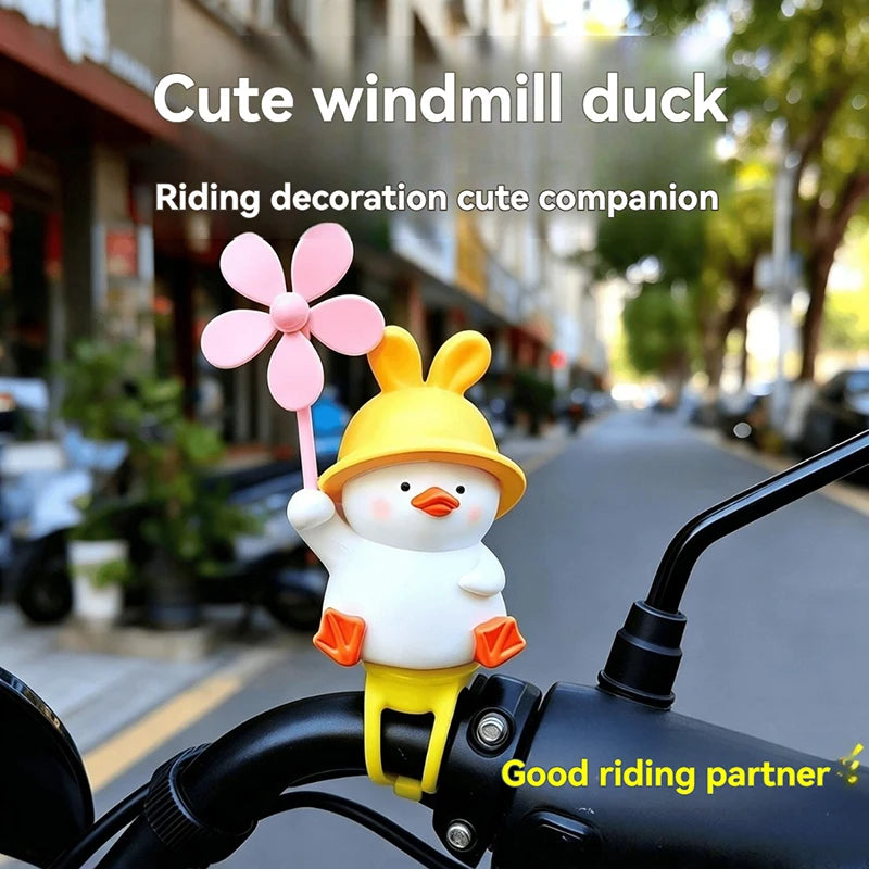 jouet canard jaune oreilles lapin moulin vent rose clip fixation guidon vélo enfantin