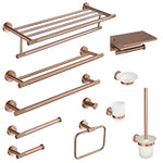 ensemble accessoires salle bain laiton brossé or rose porte serviettes mural moderne