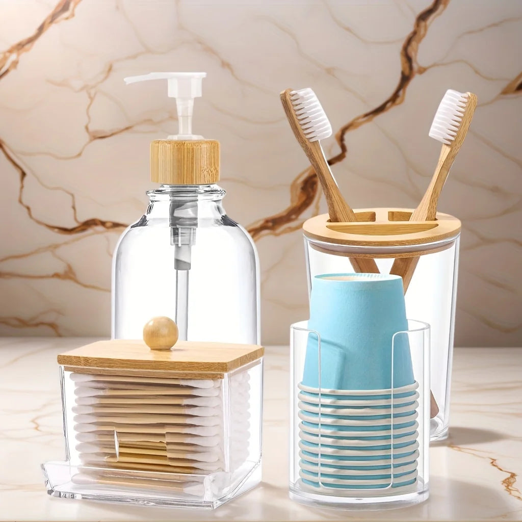 Ensemble accessoires salle de bain 4 pièces transparent