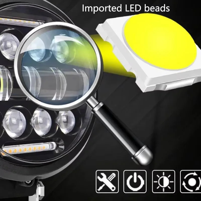 projecteur led phare noir ribbed moderne vis fixé 12v 24v antibrouillard éclairage routier haute