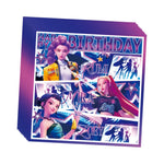 kit décoration anniversaire fille personnages dessin animé assiettes gobelets serviettes nappe guirlande rose violet