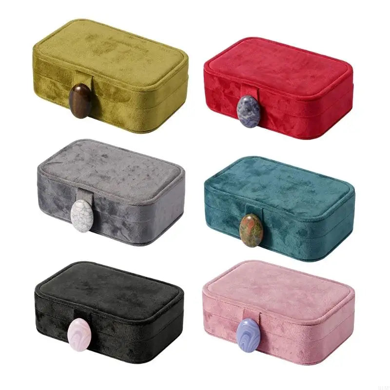 boîte rangement bijoux velours classique compartiments multiples miroir intégré couleurs variées festif