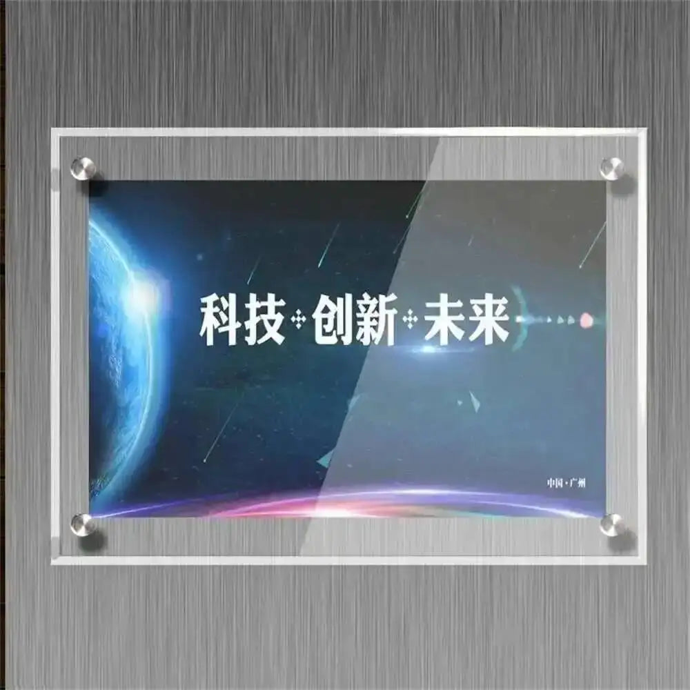 cadre publicitaire transparent moderne clips acrylique a4 fixations illustrations textes