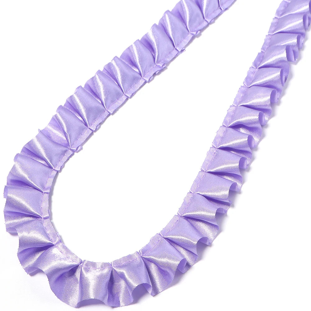 ruban plissé polyester noir blanc rose violet rouge vert bleu classique 2,5cm 3yards