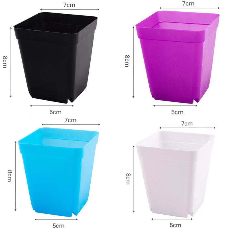 Pots fleurs plastique noir blanc violet bleu modernes 7cm 8cm 10cm jardin