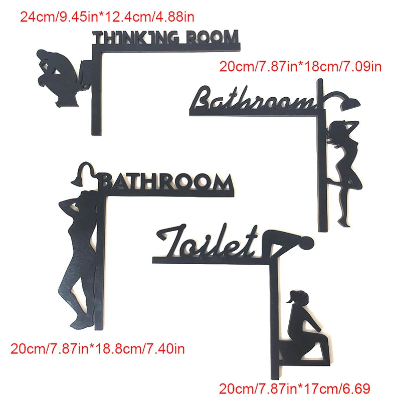 panneau indicateur porte silhouette personne toilet bathroom thinking room moderne